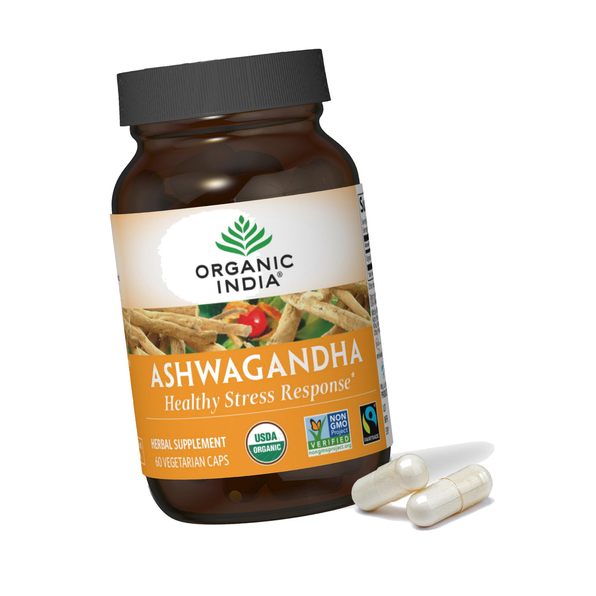 ORGANIC INDIA Ashwagandha Capsules, Vegan Root, Gluten-Free, 60 Capsules