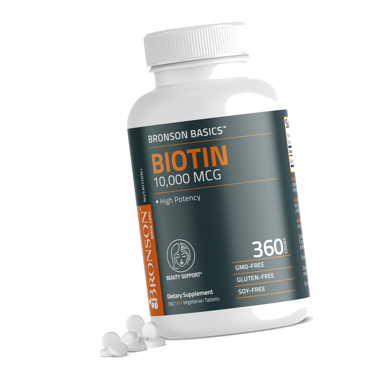 Bronson Biotin 10,000mcg Hair Skin and Nails Vitamins, 360 Tablets