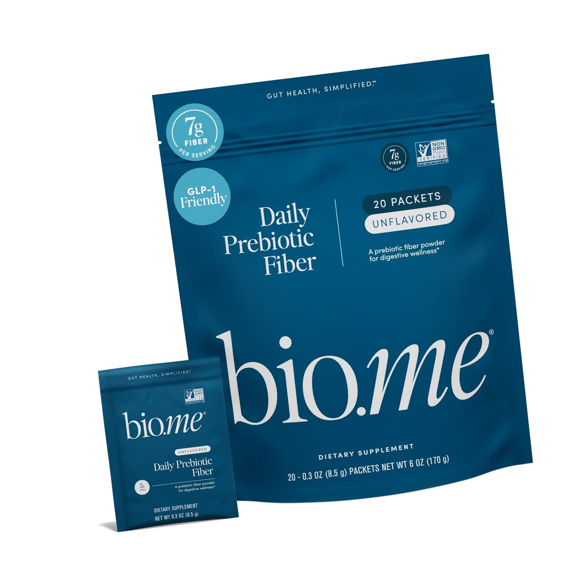 Bio.me Daily Prebiotic Fiber Powder - Unflavored, 20 Travel Packs