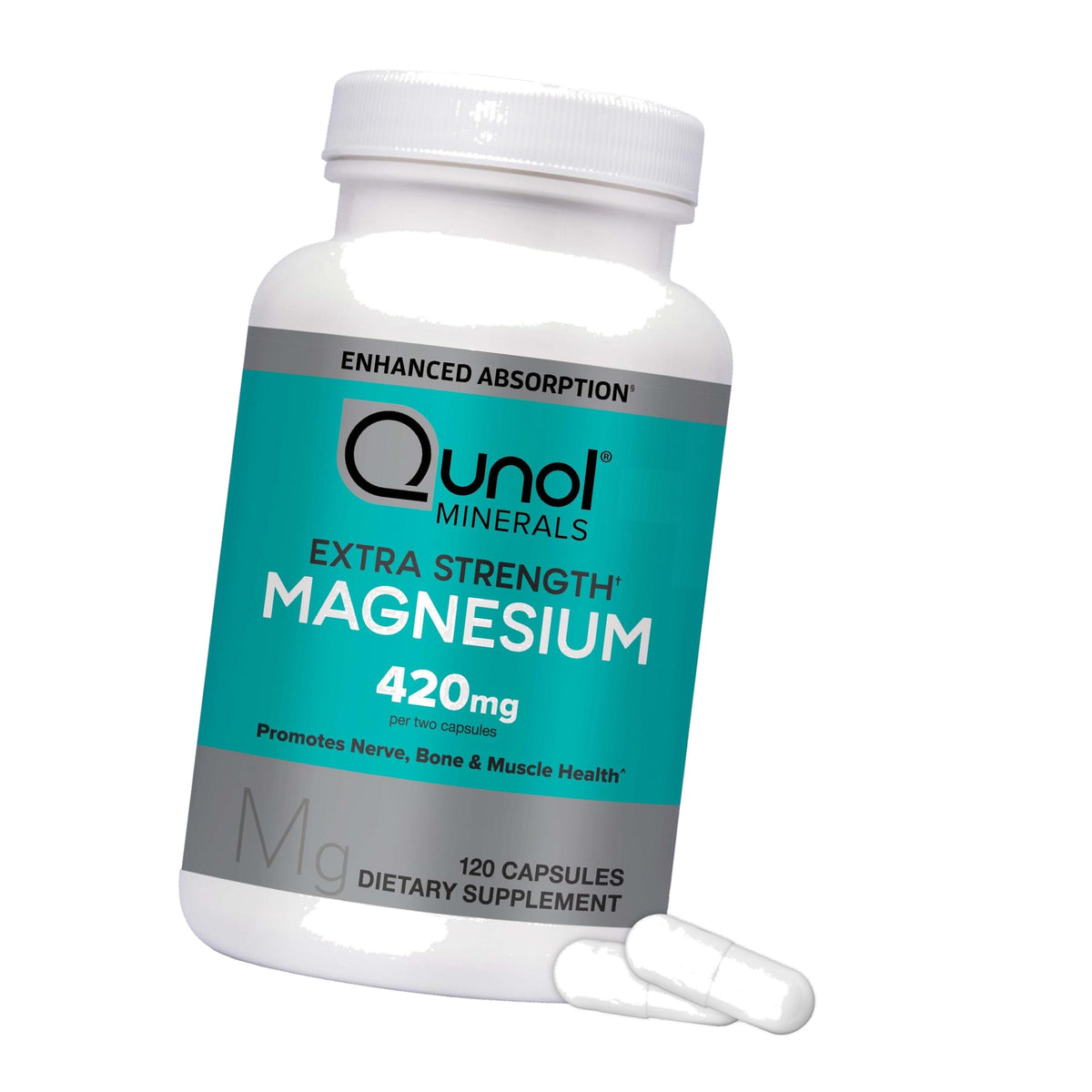 Qunol Magnesium 420mg, Extra Strength, High Absorption, Vegetarian, 120ct