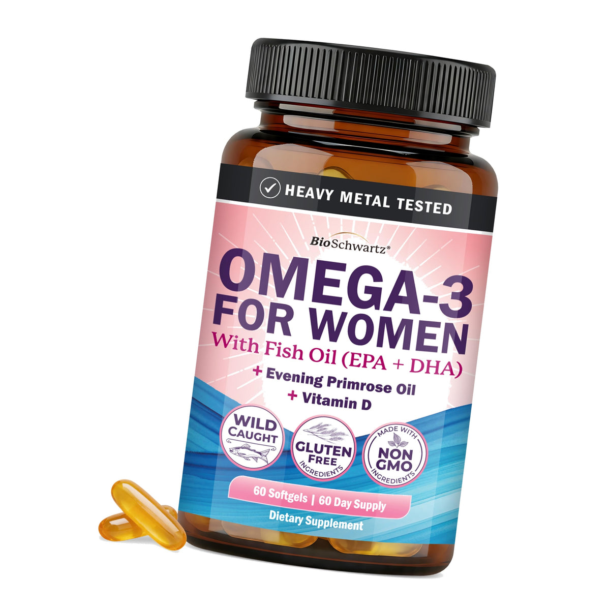 Fish Oil Omega 3 Supplement for Women with Evening Primrose Oil & Vitamin D