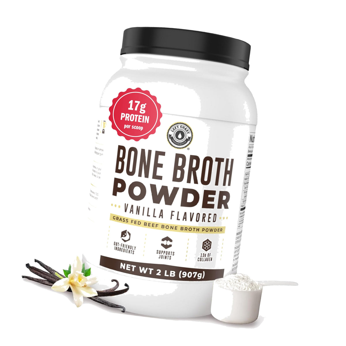 Bone Broth Protein Powder From Grass Fed Beef, Vanilla, 32oz