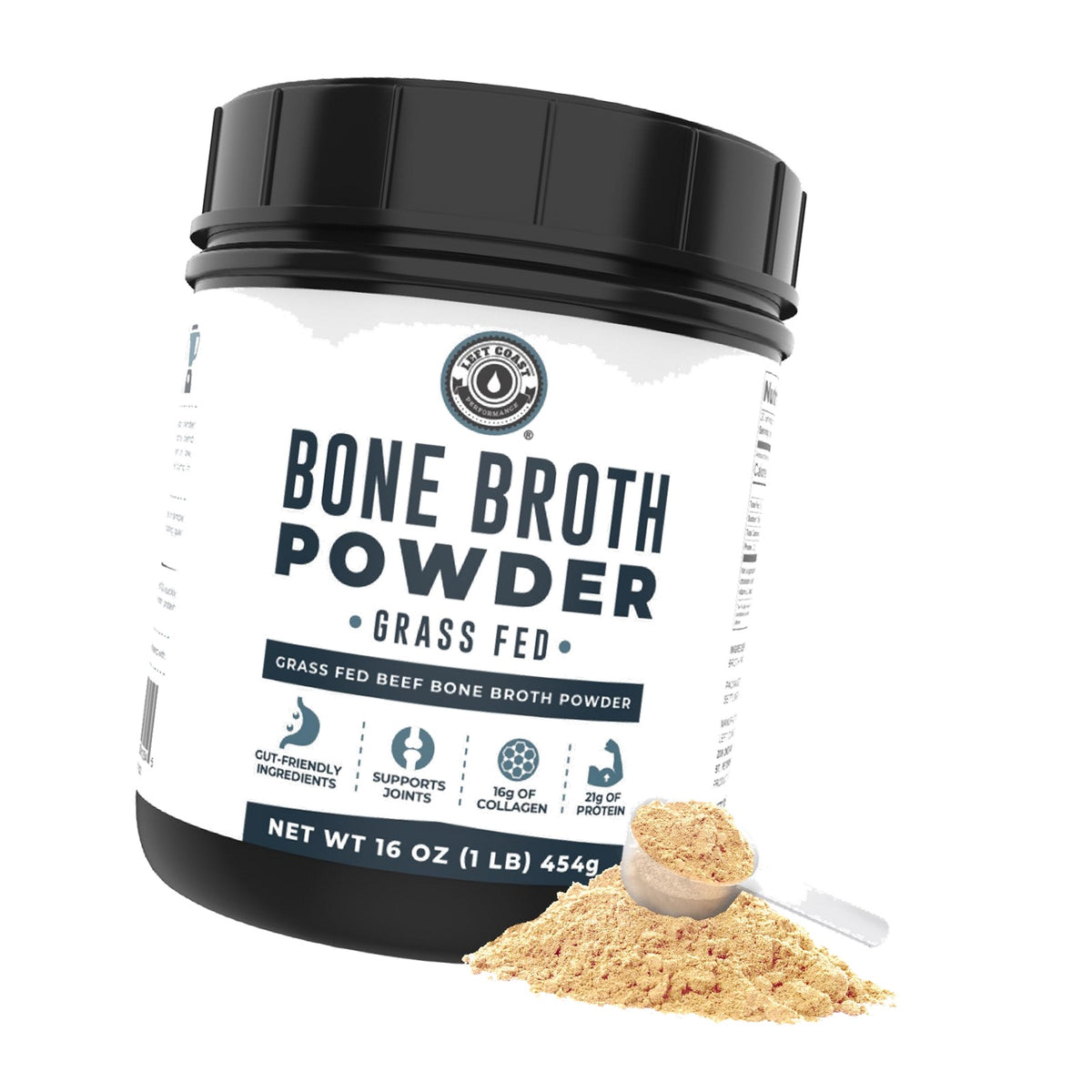 Grass Fed Bone Broth Protein Powder, Unflavored, 16oz