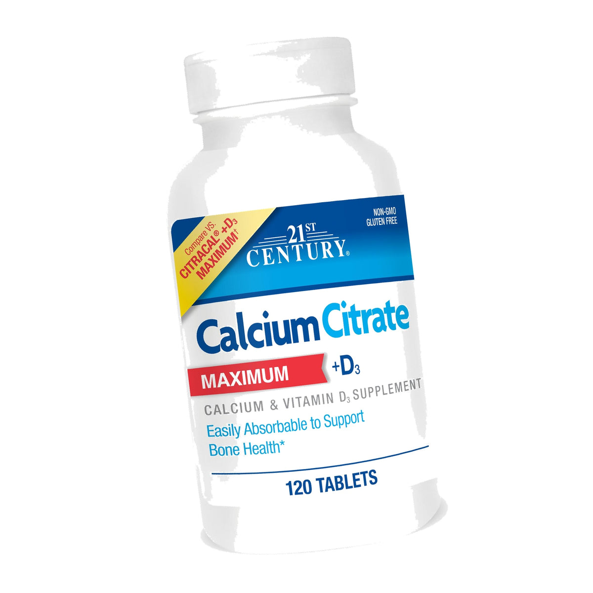 21st Century Calcium Citrate Plus D Maximum Caplets, 120 Count