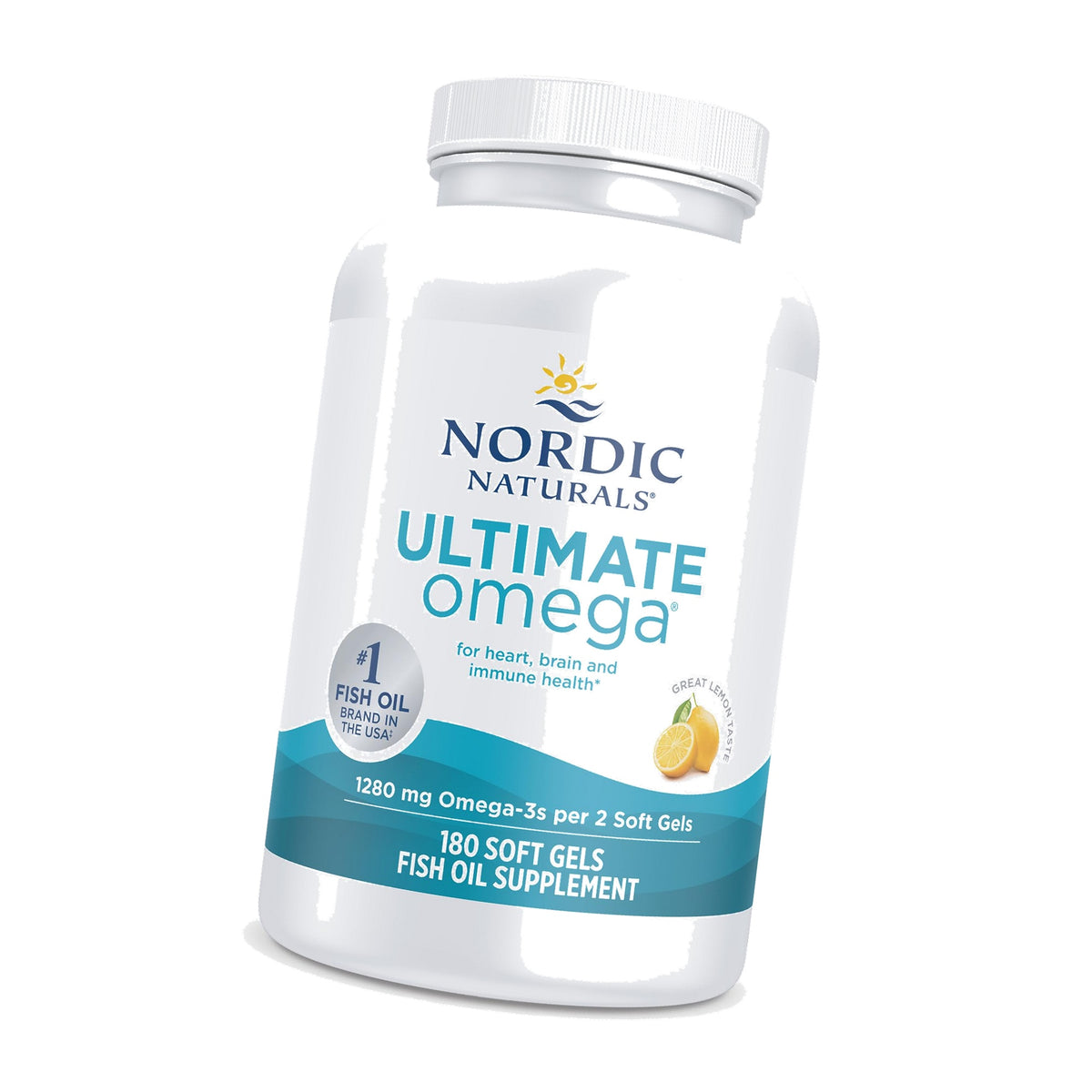 Nordic Naturals Ultimate Omega, 1280mg Omega-3 Fish Oil, Lemon - 180 Count