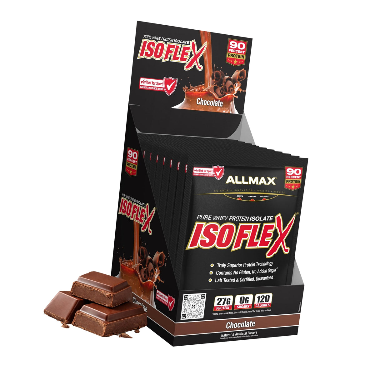 ALLMAX ISOFLEX Whey Protein Isolate, Chocolate, 10 Packets, 30 g Each