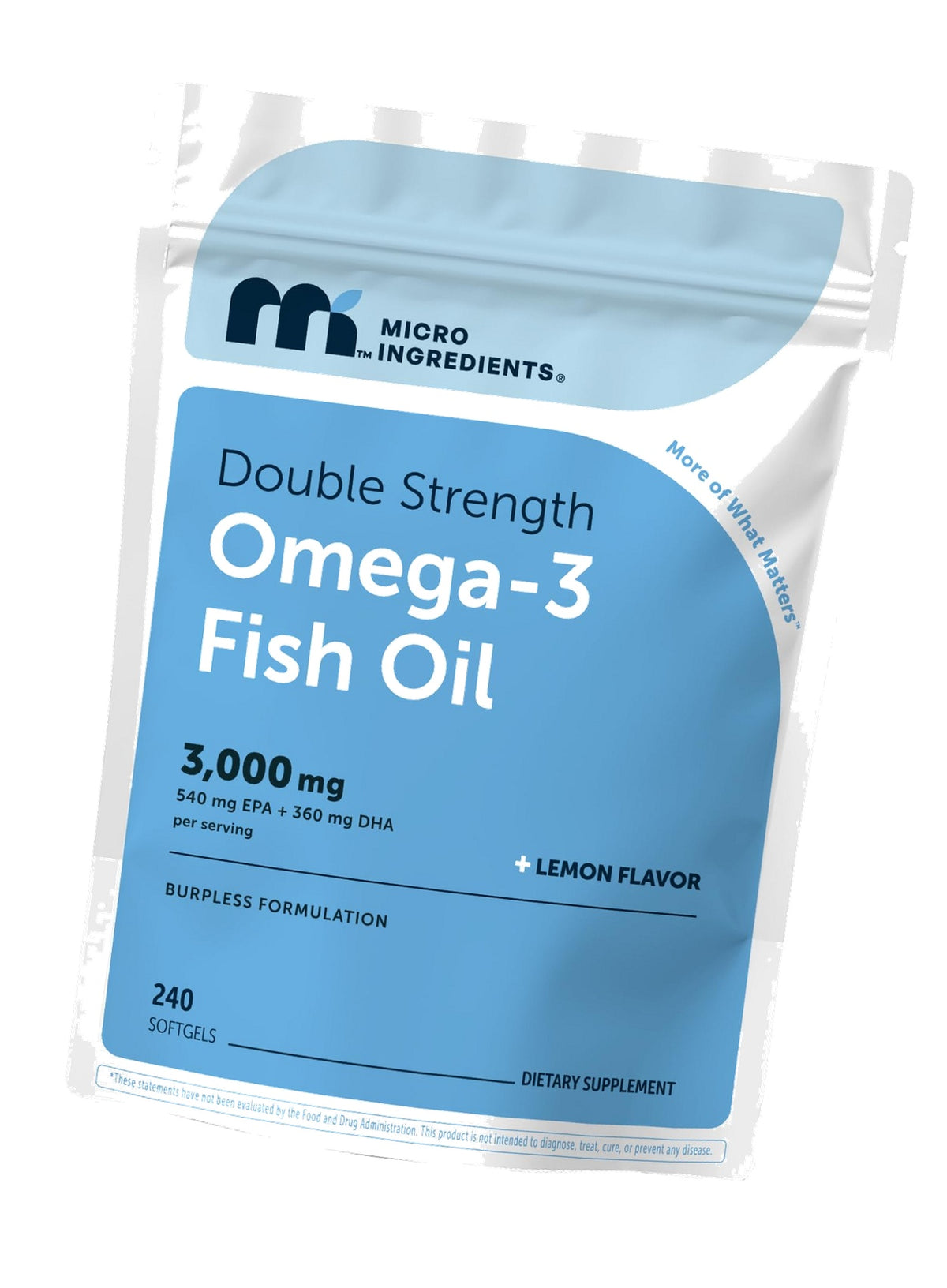 Micro Ingredients Omega 3 Fish Oil Supplements 3,000mg Per Serving, 240 Softgels | Lemon Flavored – Burpless | EPA 540mg + DHA 360mg | Deep Sea Fish