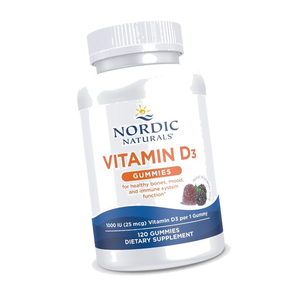 Nordic Naturals Vitamin D3 Gummies,1000 IU D3 + Iron, Wild Berry - 120 Count
