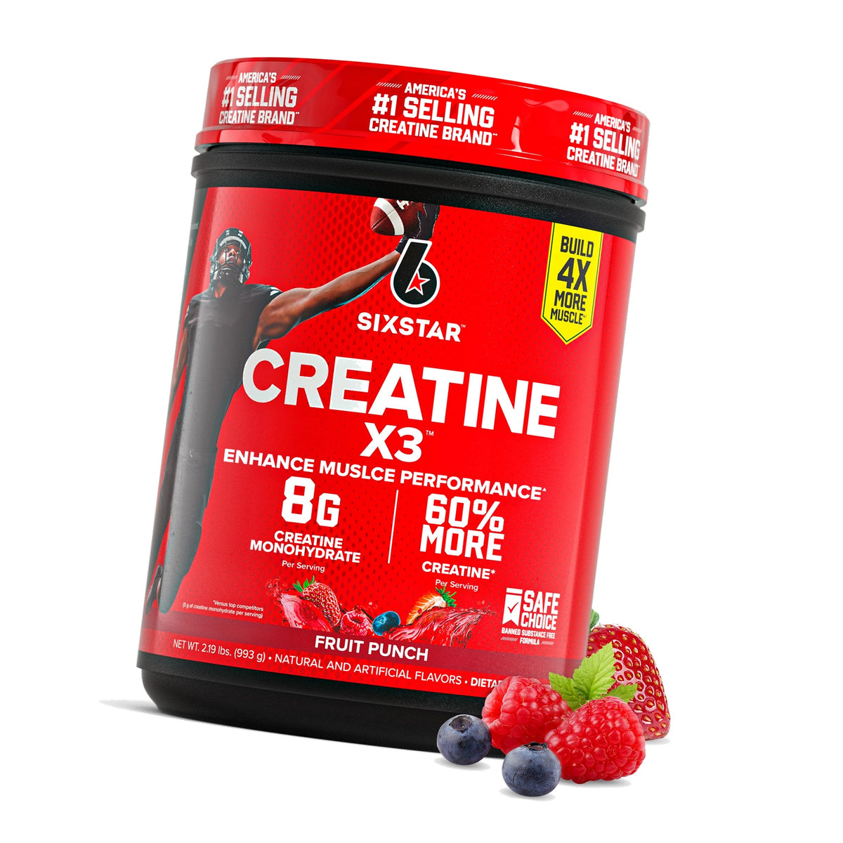 Six Star Creatine Monohydrate Powder, X3 (Fruit Punch) - 30 Servings