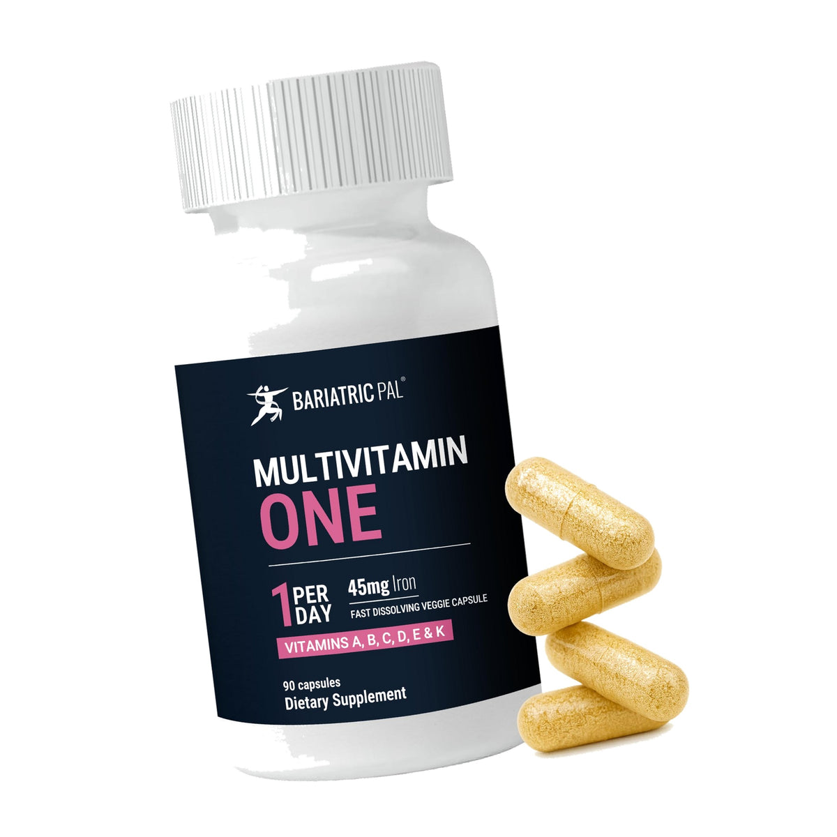 BariatricPal Multivitamin ONE 1 per Day! Bariatric Multivitamin Capsule with 45 mg of Iron | Easy to Swallow Capsule | Vitamin for Bariatric Surgery Patients | 90 Count (3 Month Supply)