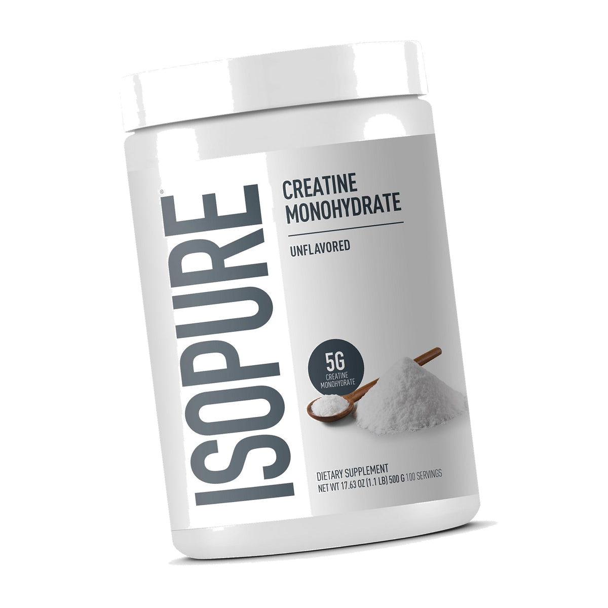 Isopure 100% Pure Creatine Monohydrate Powder, Sugar Free, Unflavored, 5g Creatine Monohydrate Per Serving, 1.1 Lbs, 100 Servings (Packaging May Vary)