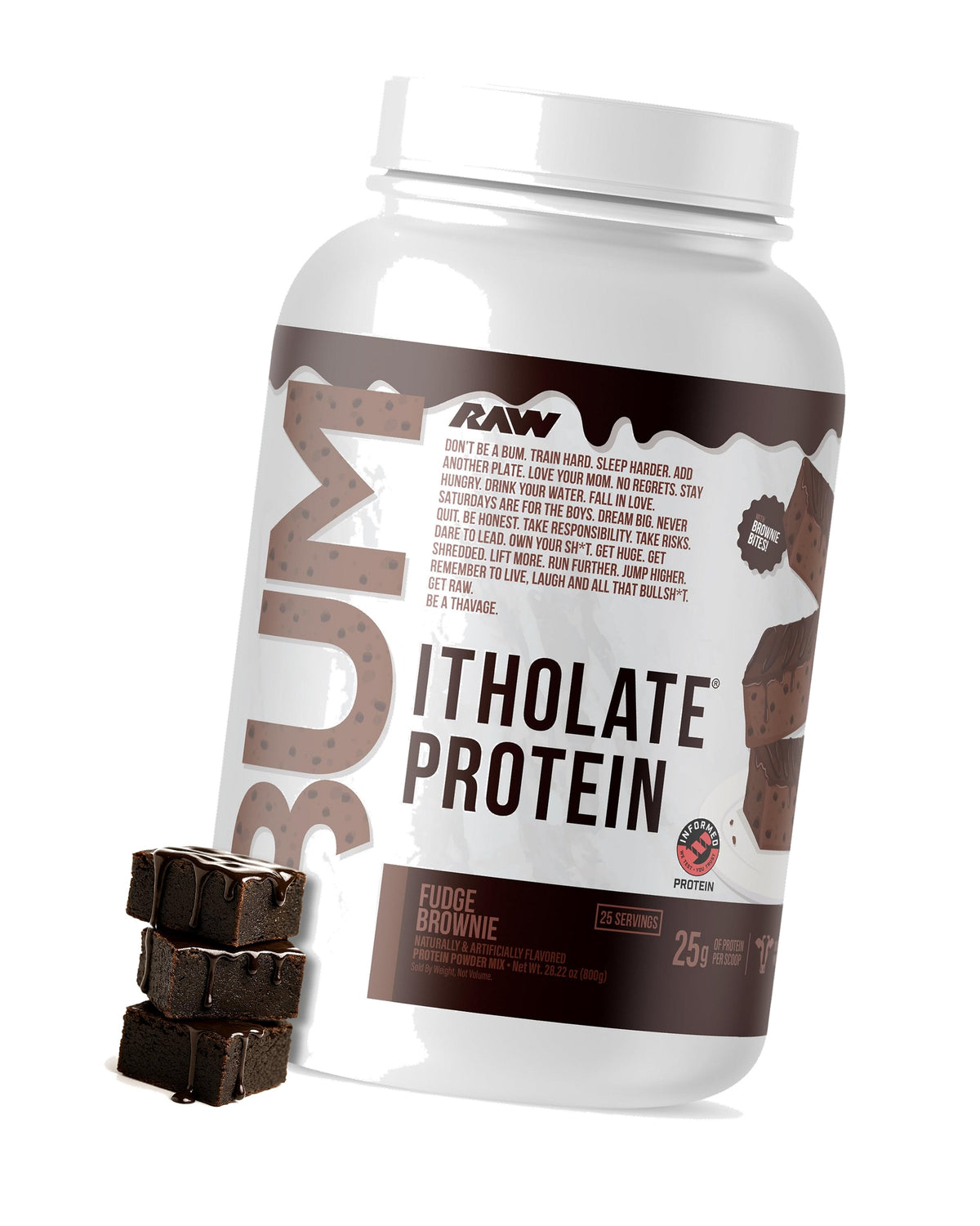 RAW Whey Isolate Protein Powder, Fudge Brownie (CBUM Itholate Protein) - 100% Grass-Fed Sports Nutrition for Muscle Growth & Recovery - Low-Fat, Low Carb, Naturally Flavored - 25 Servings