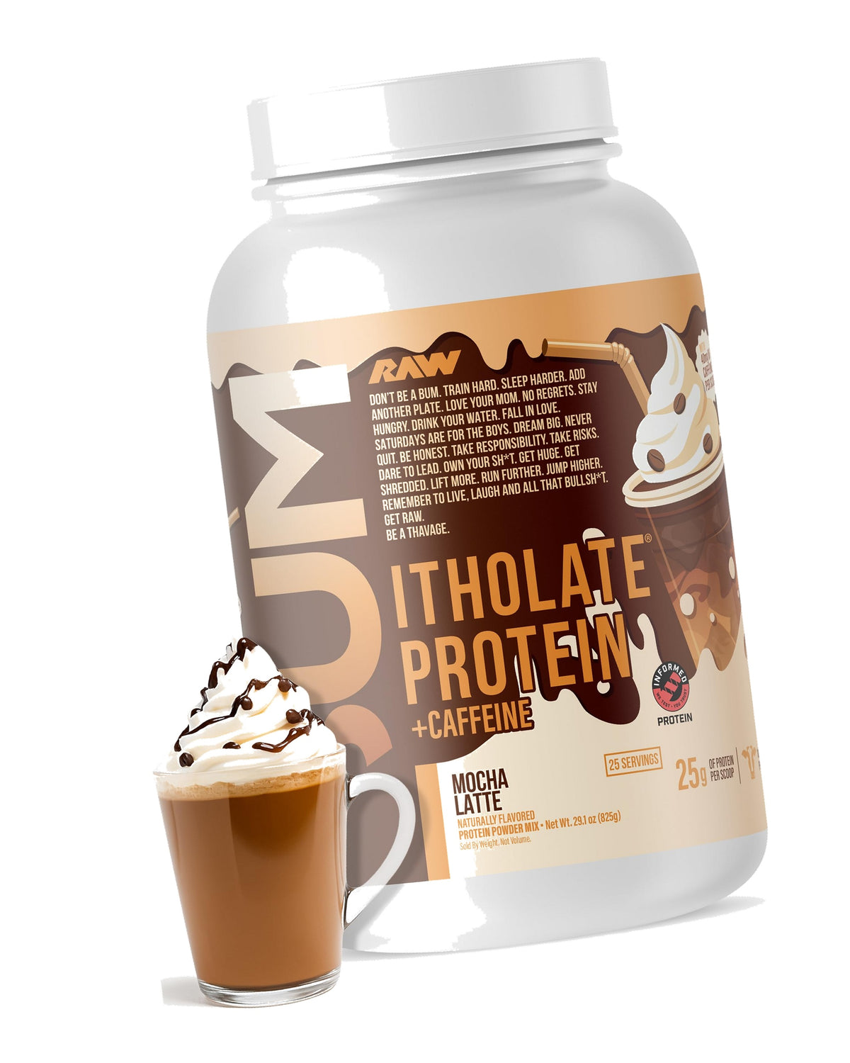 RAW Whey Isolate Protein Powder, Mocha Latte (CBUM Itholate Protein) - 100% Grass-Fed Sports Nutrition for Muscle Growth & Recovery - Low-Fat, Low Carb, Naturally Flavored - 25 Servings