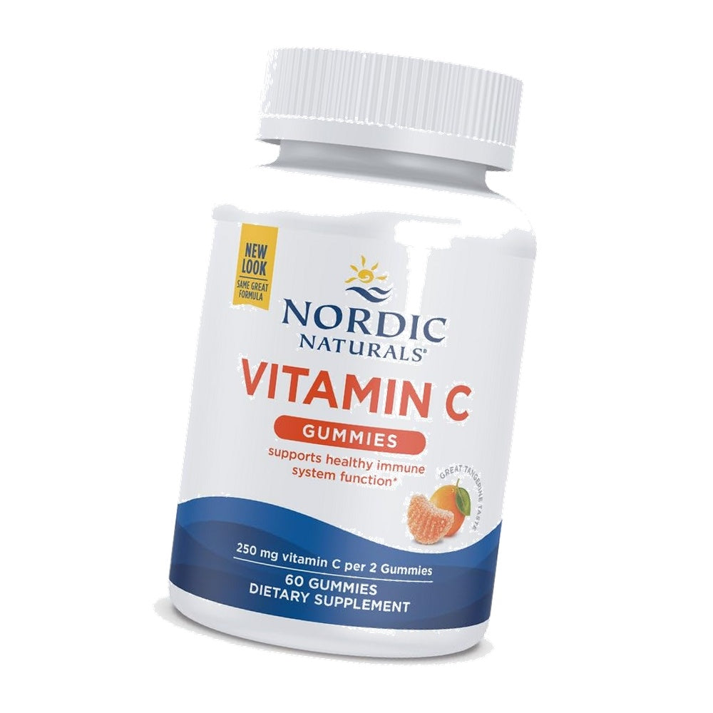 Nordic Naturals Vitamin C Gummies, 250 mg Vegan, Tangerine - 60 Count