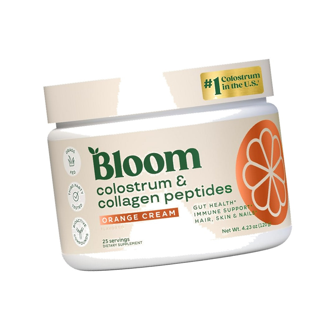Bloom Nutrition Bovine Colostrum Powder, Orange Cream, 25 Servings