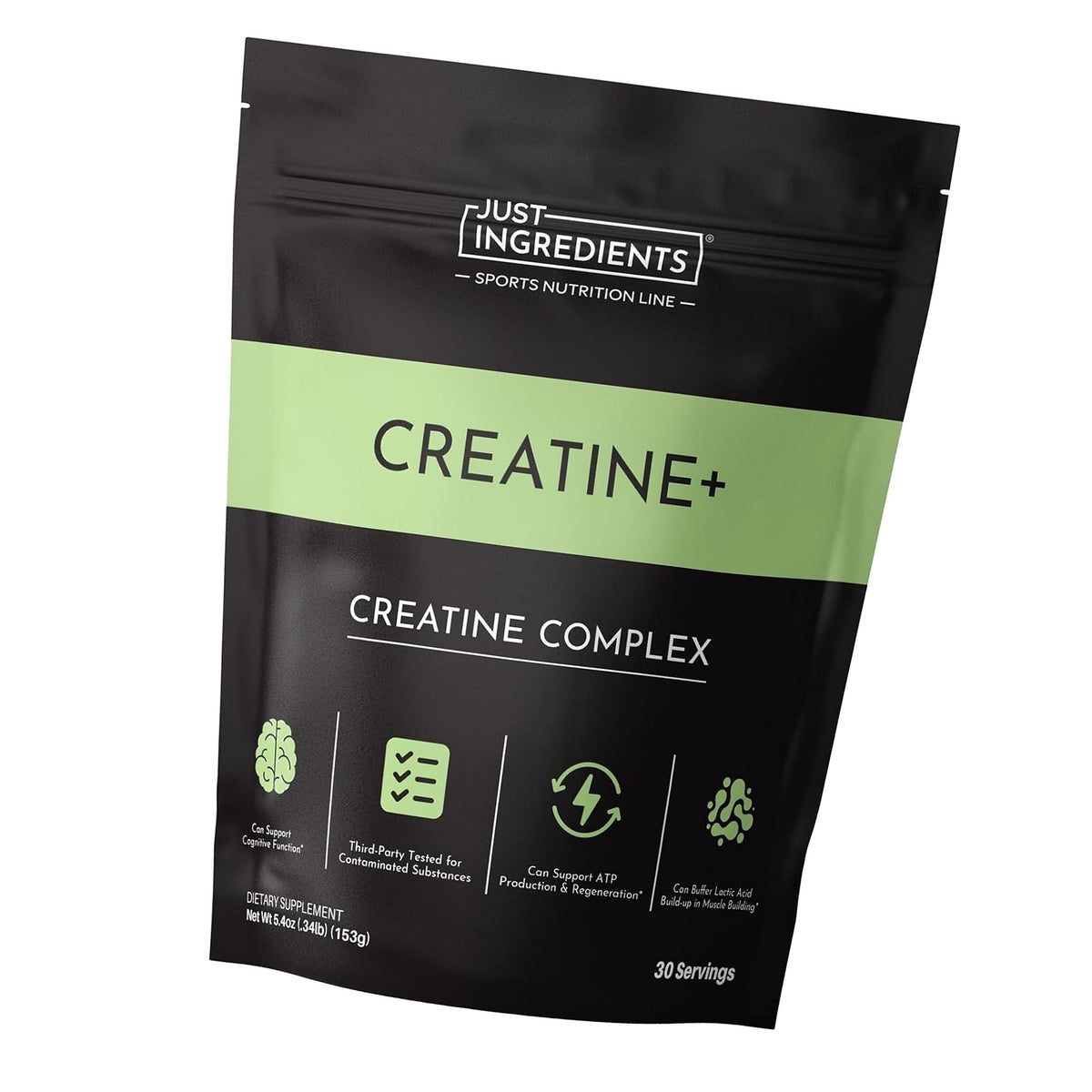 JUST INGREDIENTS Creatine Monohydrate Powder with Rejen Fulvic Mineral Complex - Supports Muscle Recovery, Energy, Strength, Cognitive Function - 30 Servings