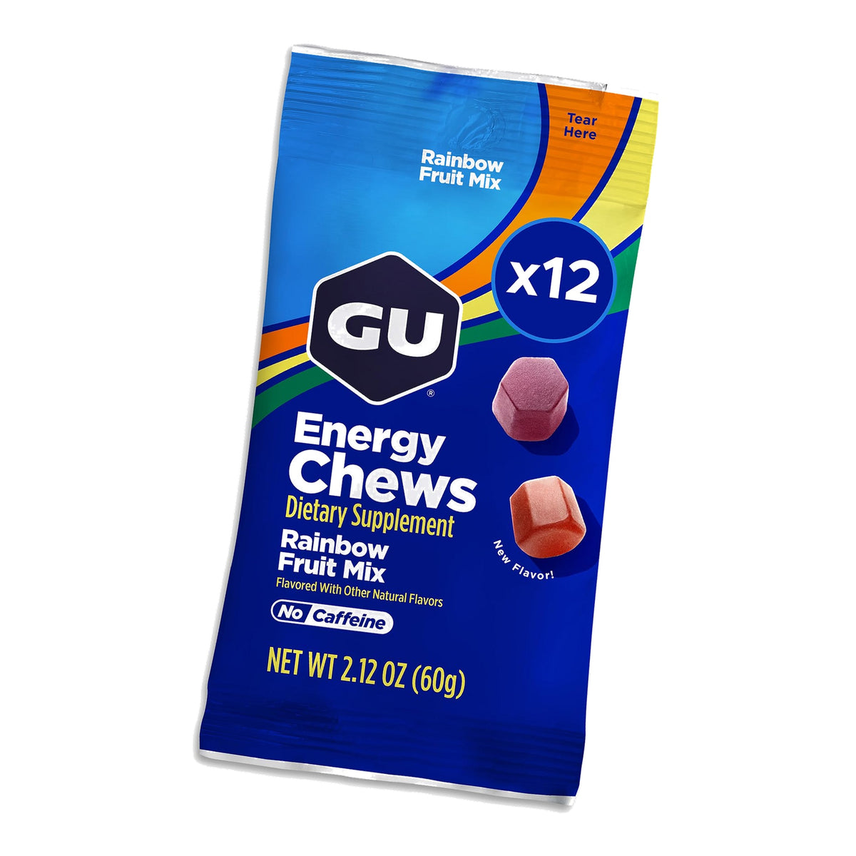 GU Energy Chews, Rainbow Mix - 12 Bags (24 Servings Total)