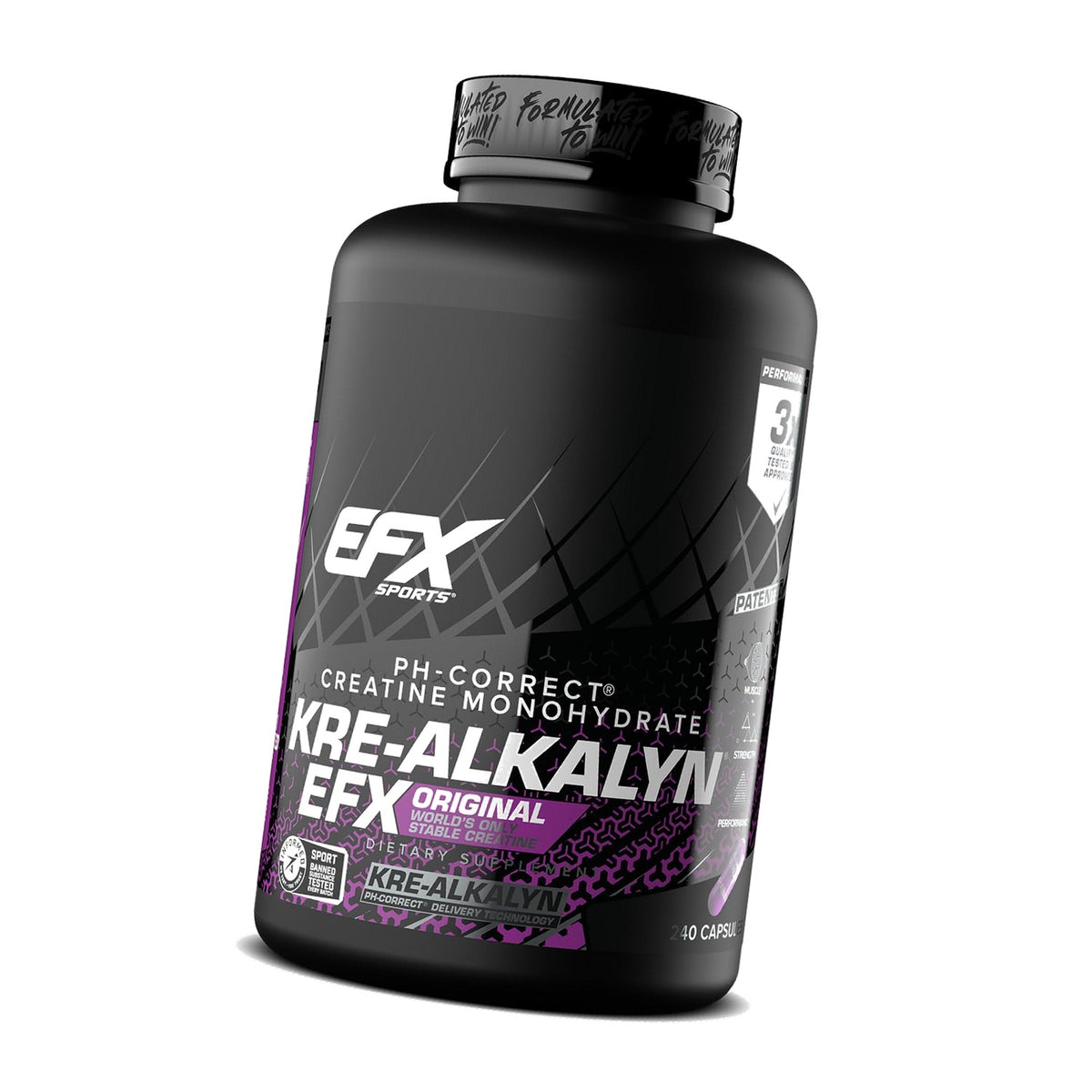 EFX Sports Kre-Alkalyn EFX | pH Correct Creatine Monohydrate Pill Supplement | Strength, Muscle Growth & Performance | 120 Servings, 240 Capsules
