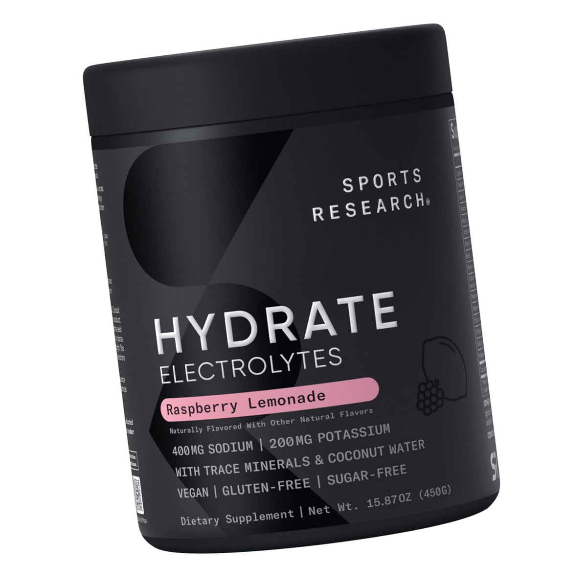 Sports Research® Hydrate Electrolytes Raspberry Lemonade, 90 Servings