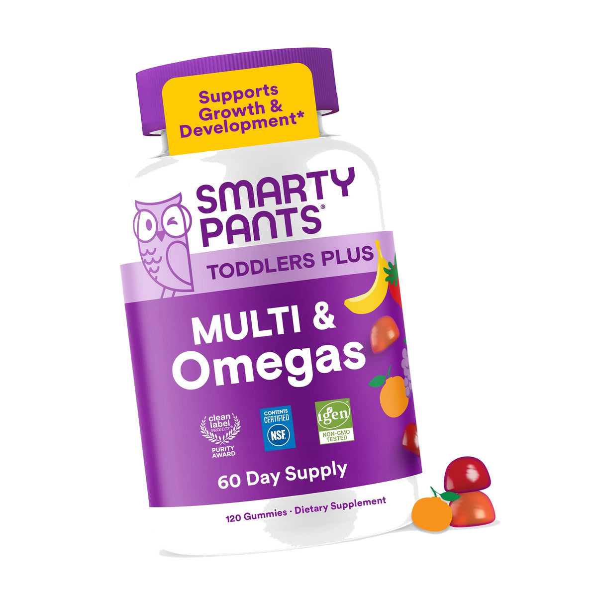 SmartyPants Toddler Plus Multivitamin Gummies, Vitamin D, Omega 3, 120 Ct