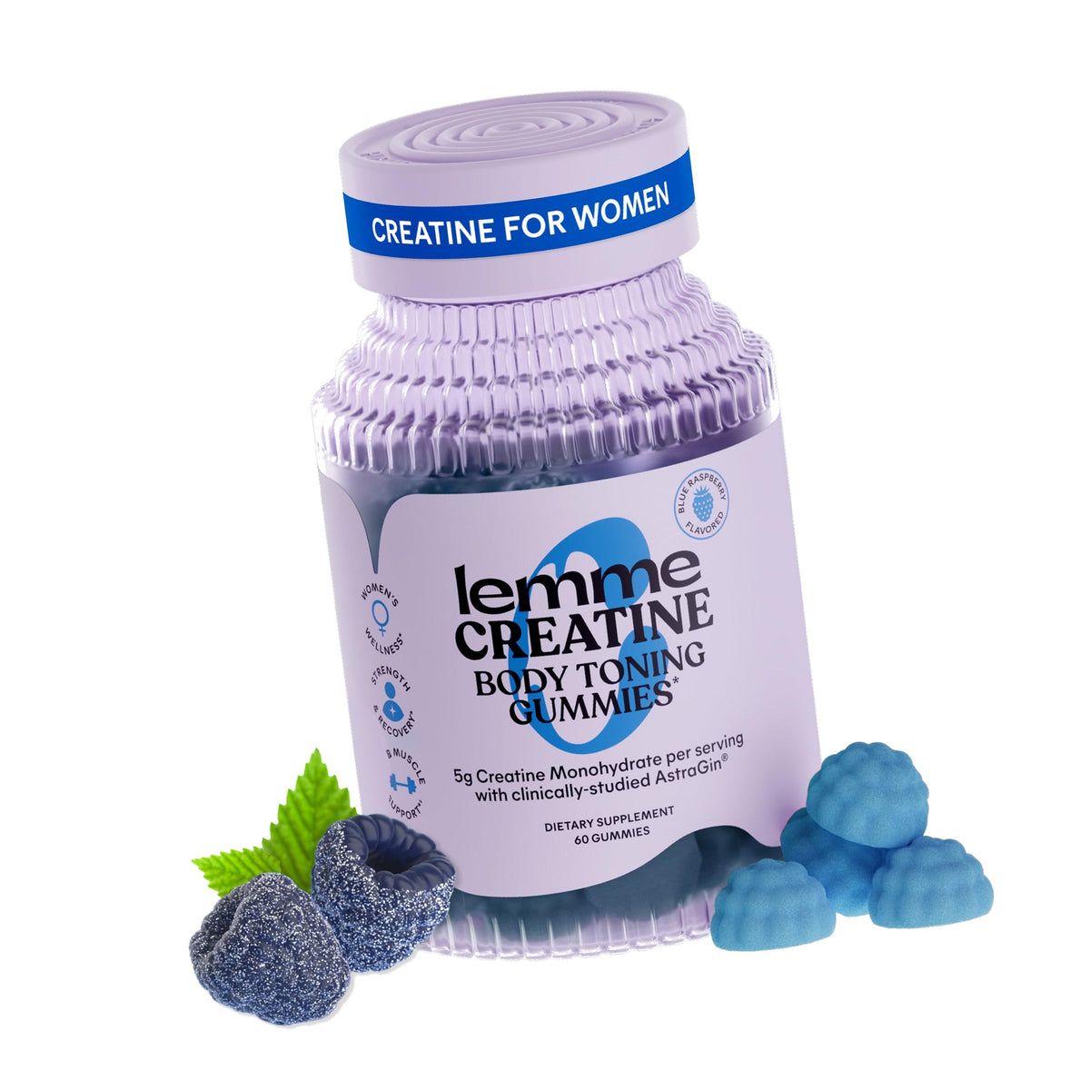 Lemme Creatine Monohydrate Gummies, Blue Raspberry (60 Gummies)