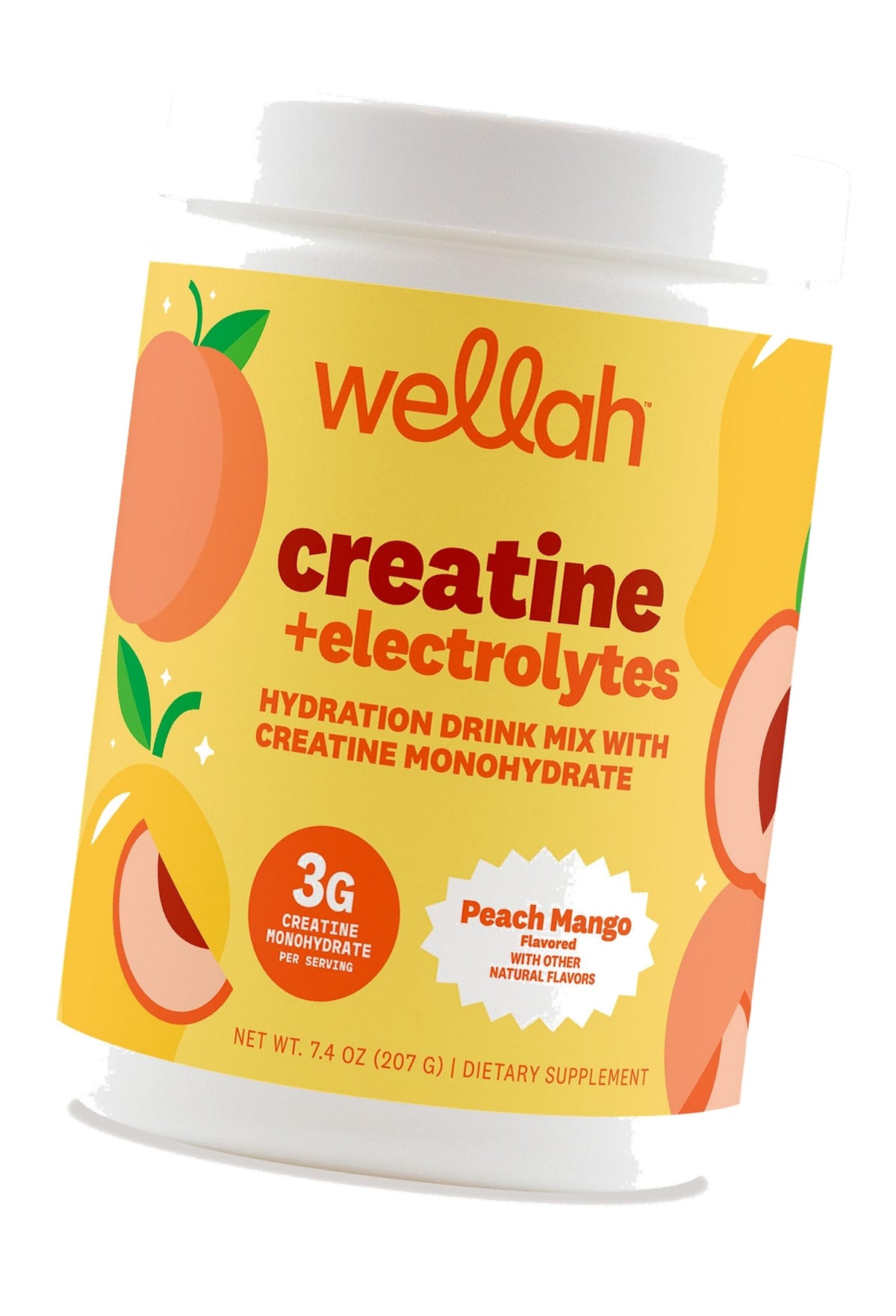 Wellah Creatine + Electrolytes Powder (Peach Mango) 30 Servings