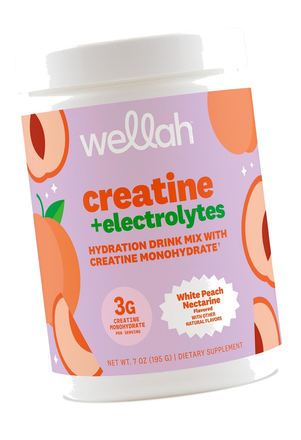 Wellah Creatine + Electrolytes Powder (White Peach Nectarine) 30 Servings