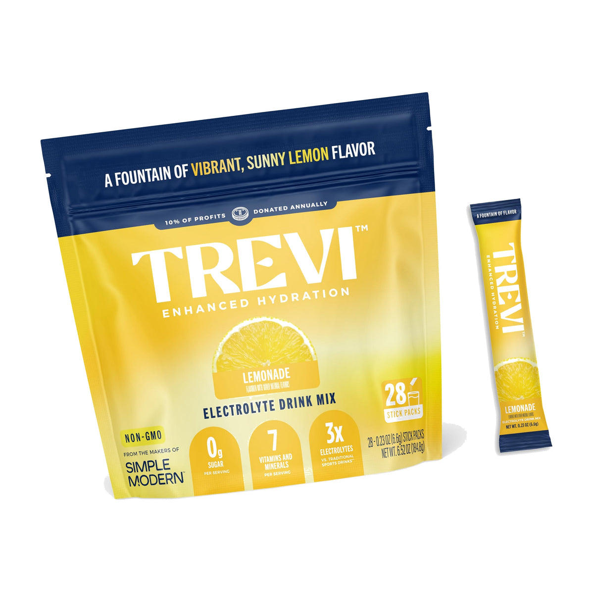TREVI Electrolytes Powder Packets, Sugar Free Hydration, Lemonade 28 Count