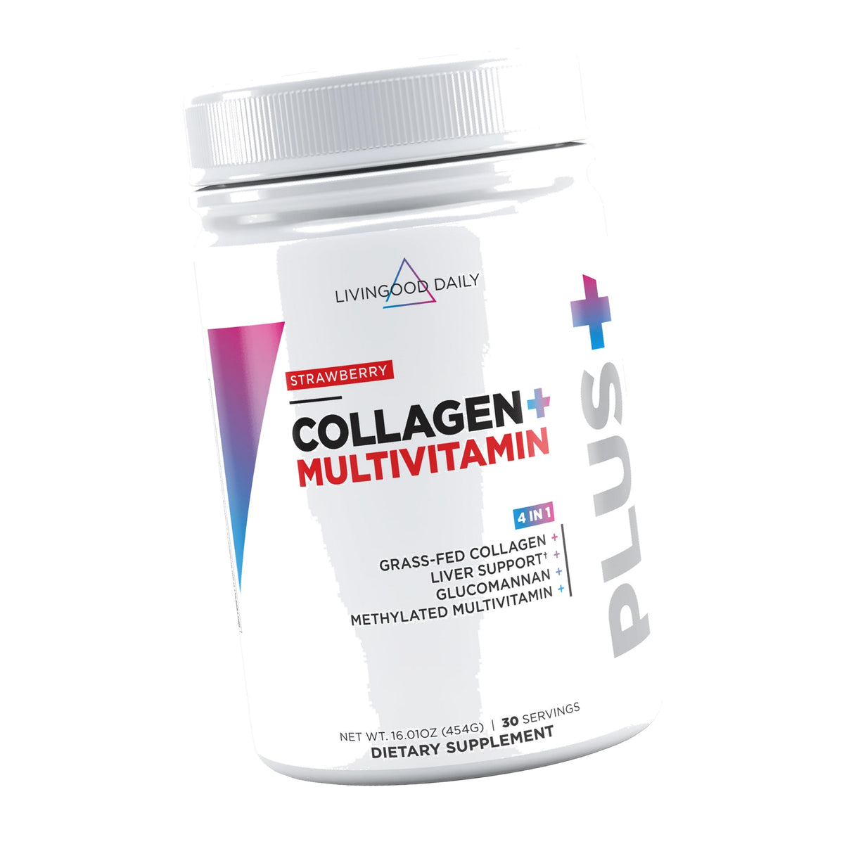 Livingood Daily Hydrolyzed Collagen Peptides Powder, Strawberry 30 Servings