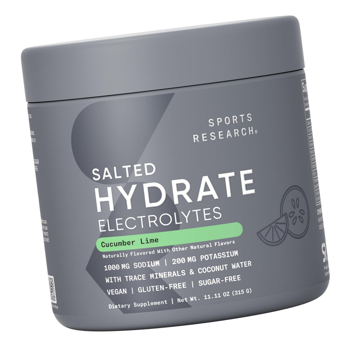 Sports Research® Salted Hydrate Electrolytes Cucumber Lime, 45 Servings