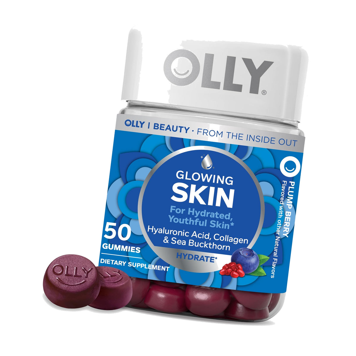 OLLY Glowing Skin, Hydrated & Youthful Skin*, Hyaluronic Acid - 50 Count