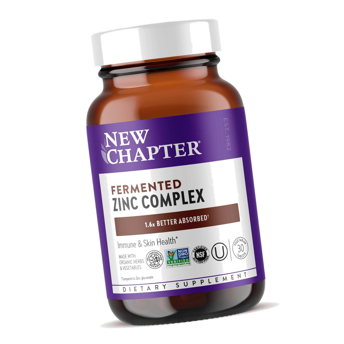 New Chapter Fermented Zinc Complex Supplement, 30 Count