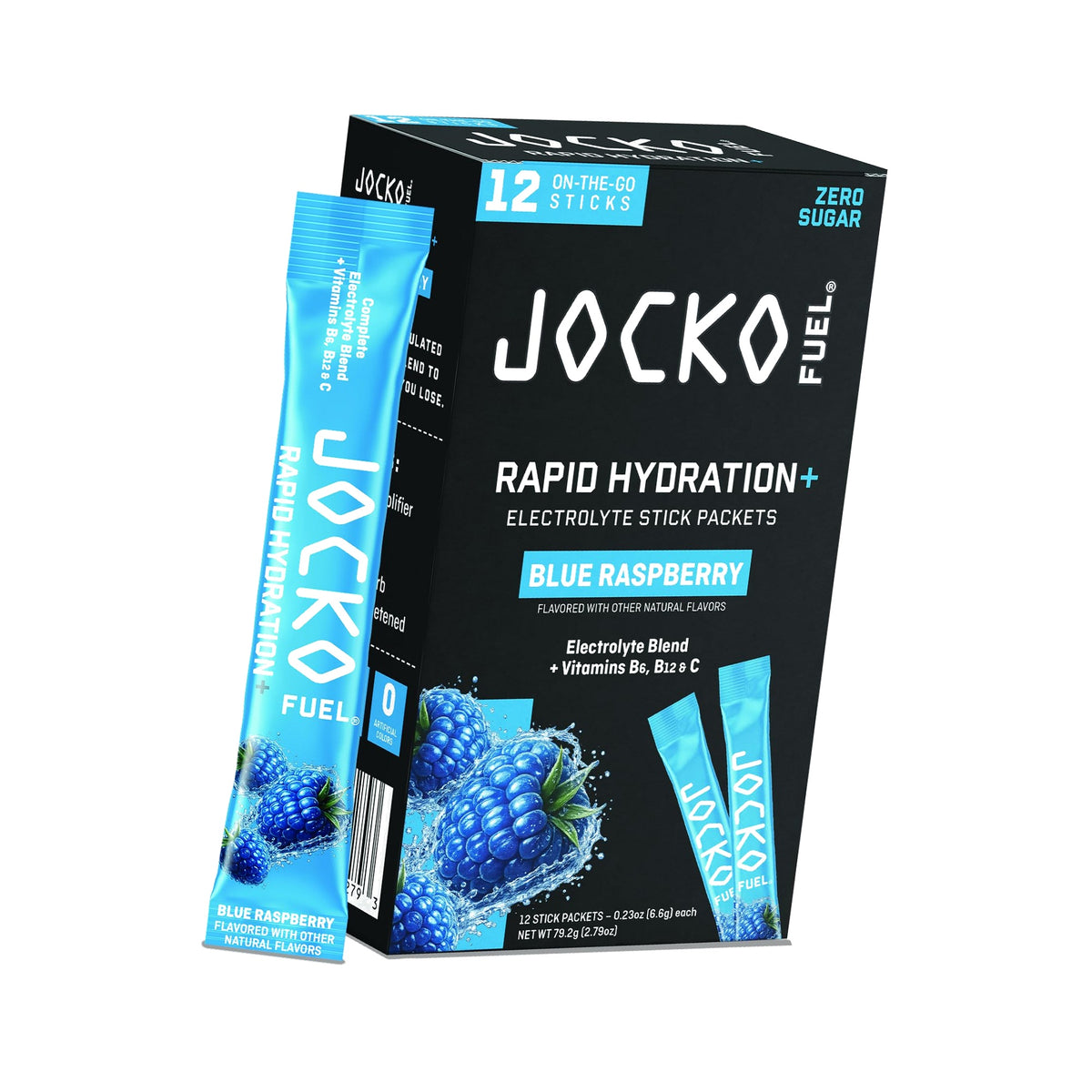Jocko Fuel Rapid Hydration Electrolytes Powder, Blue Raspberry | 12 Packets