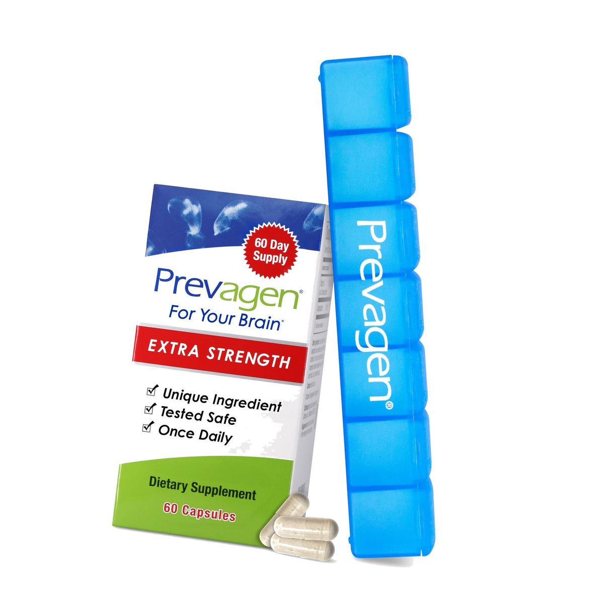 Prevagen Extra Strength with 7-Day Pill Minder, 60 Capsules, 1-Pack