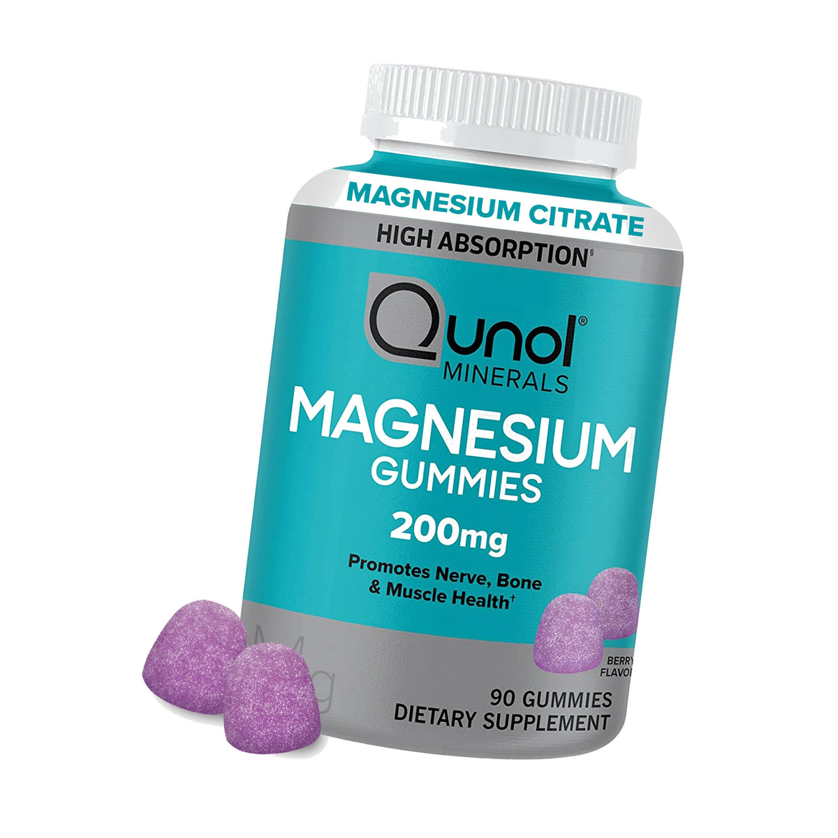 Qunol Magnesium Citrate Gummies 200mg, Vegetarian, 90 ct