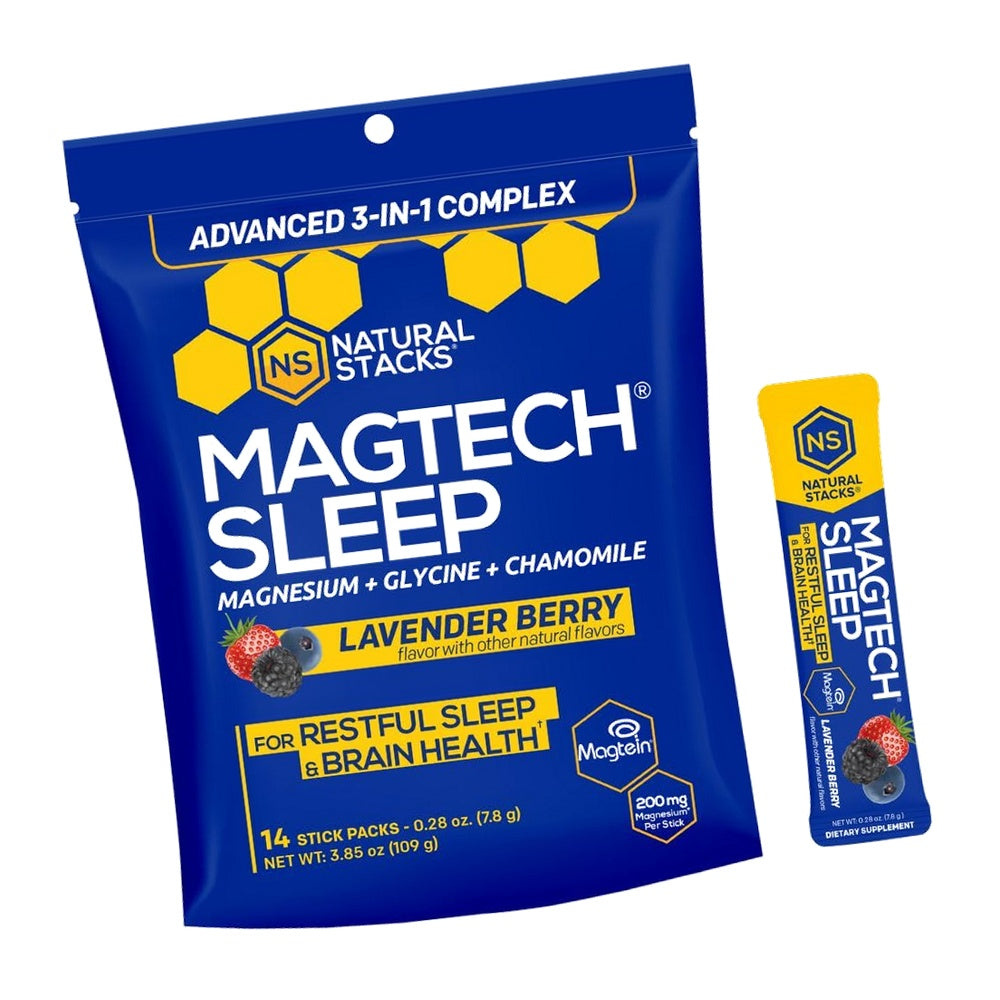 MagTech Magnesium Sleep Powder with 3g Glycine, Melatonin Free, 14 Servings