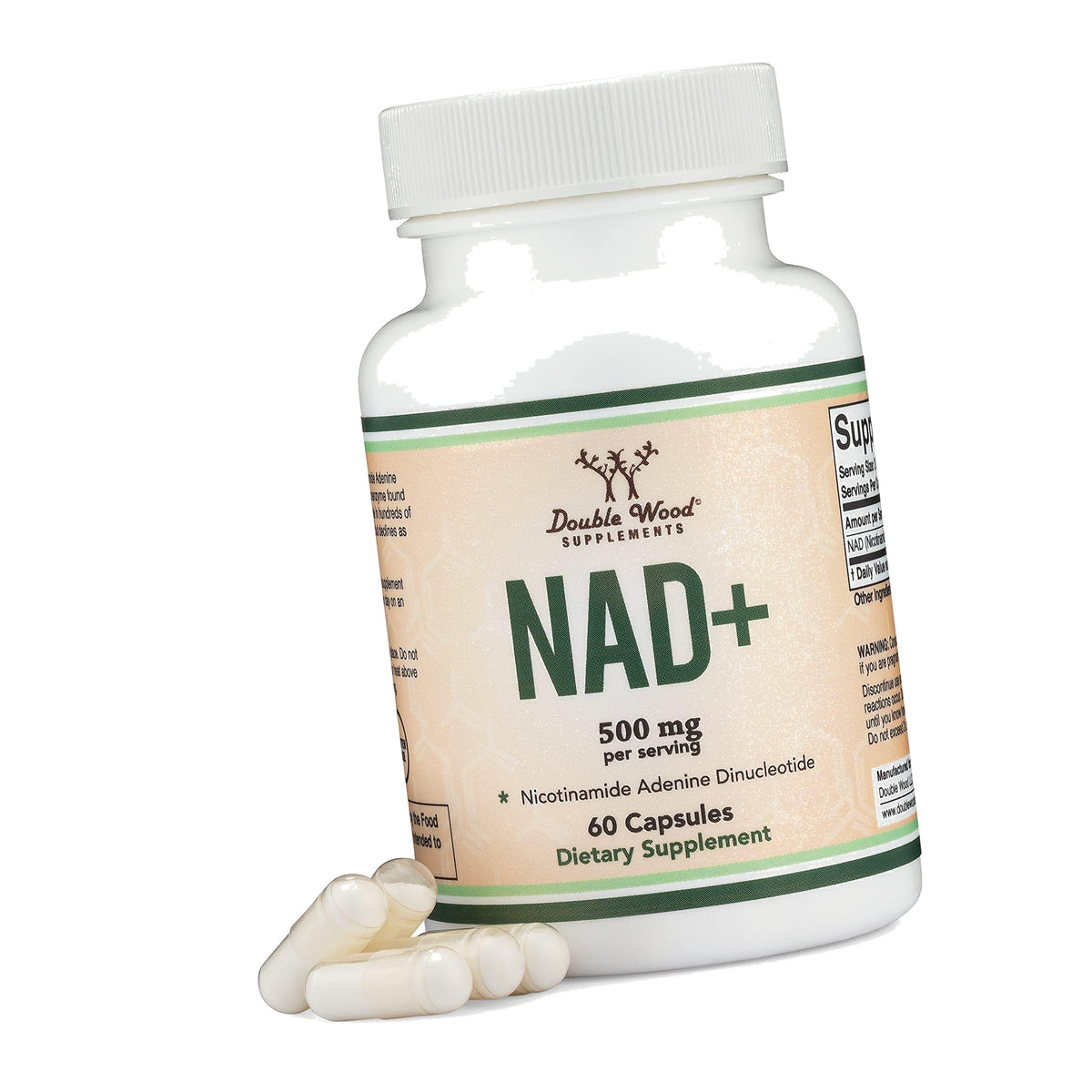 NAD+ 500mg, 95% Pure Single-Ingredient, 60 Capsules