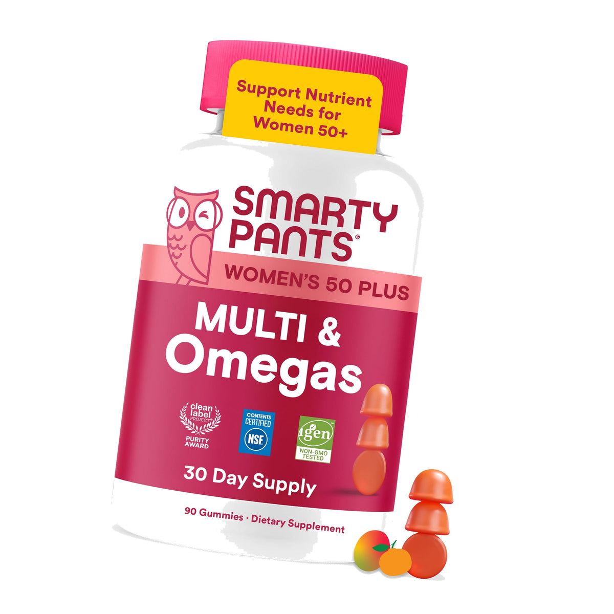 SmartyPants Women’s Plus 50+ Multivitamin Gummies, Omega 3, CoQ10, 90 Ct