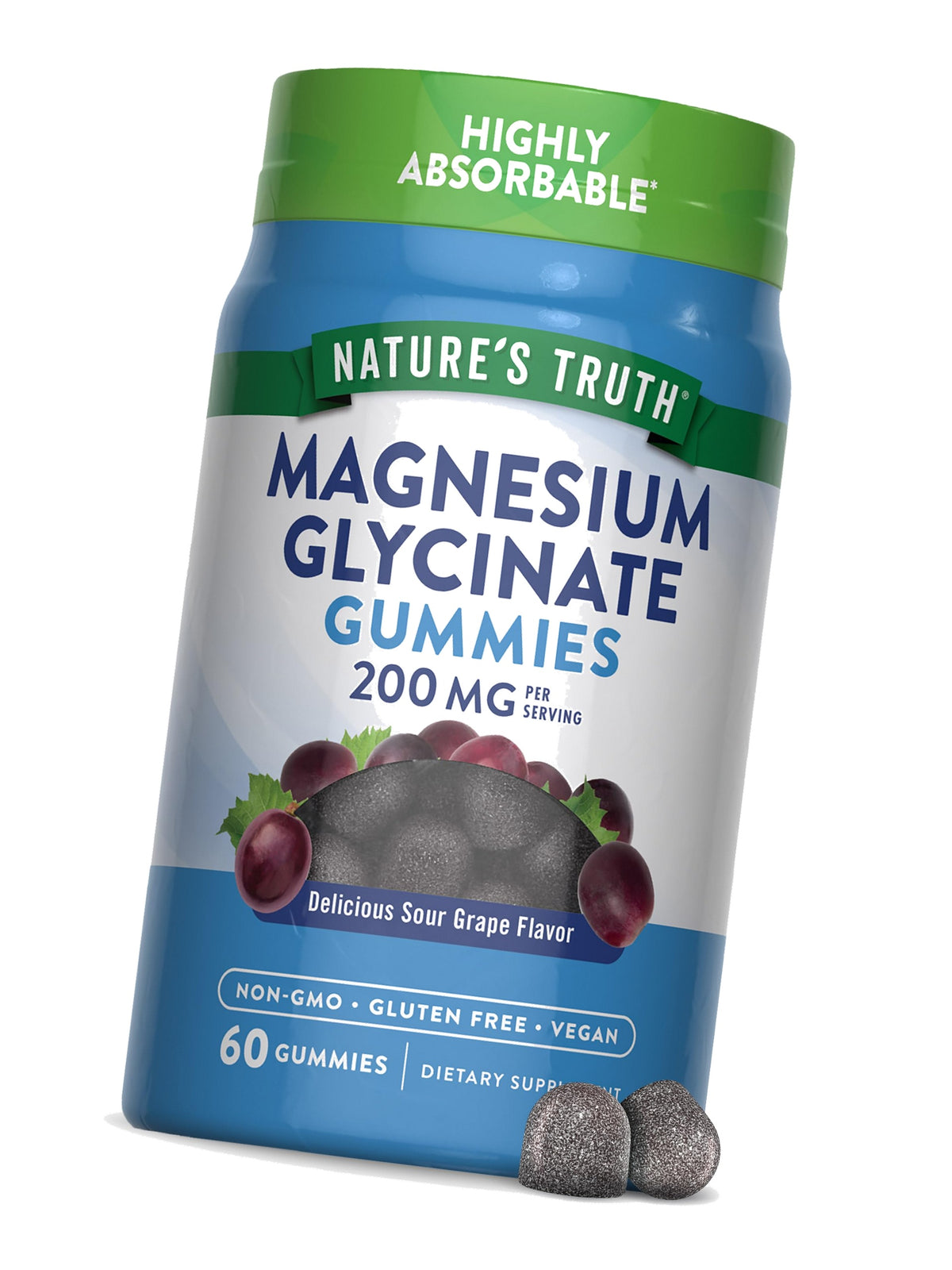 Nature's Truth Magnesium Glycinate Gummies for Adults | 200mg | 60 Count