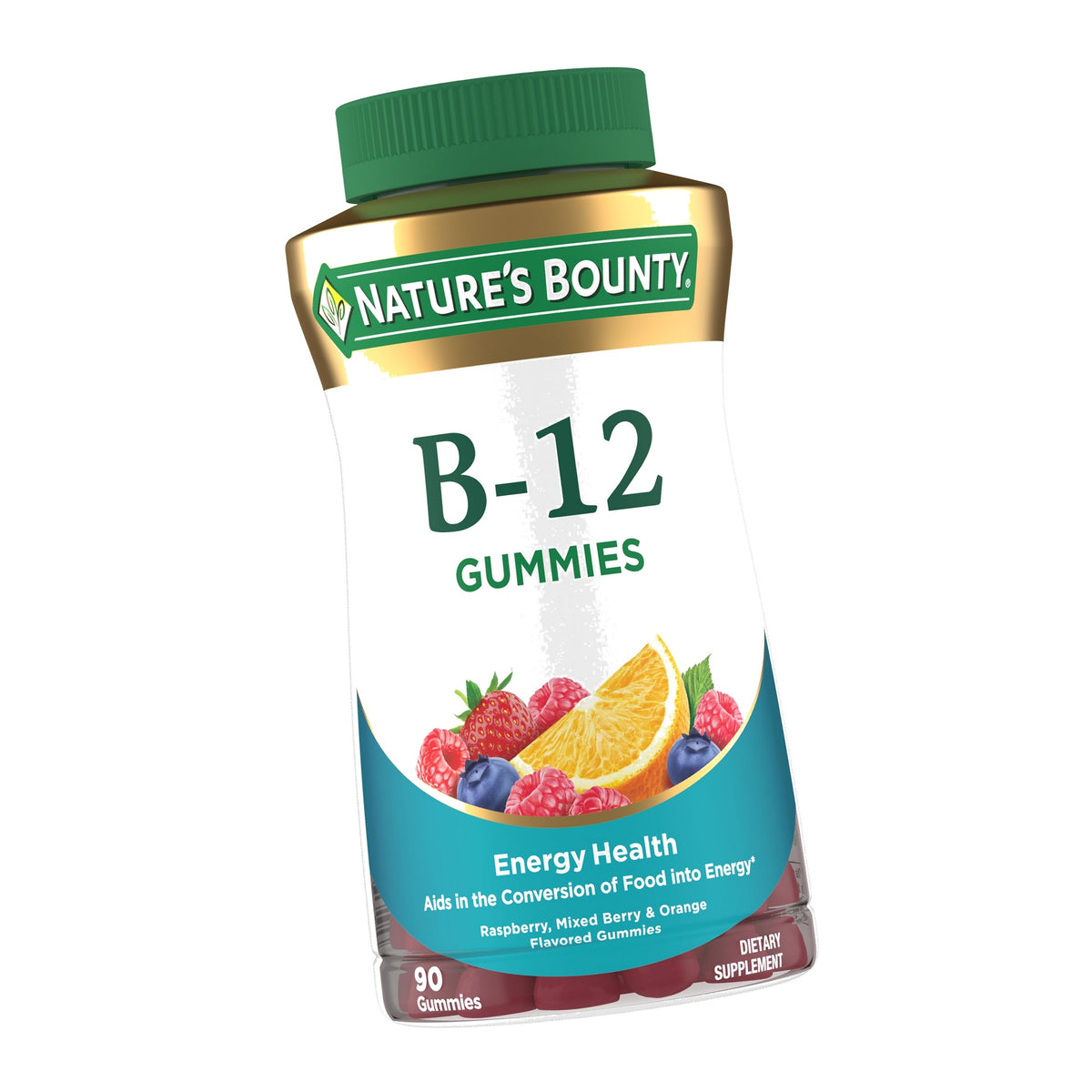 Nature's Bounty Vitamin B12 Gummies, 500mcg, Mixed Berry Flavor, 90 Gummies