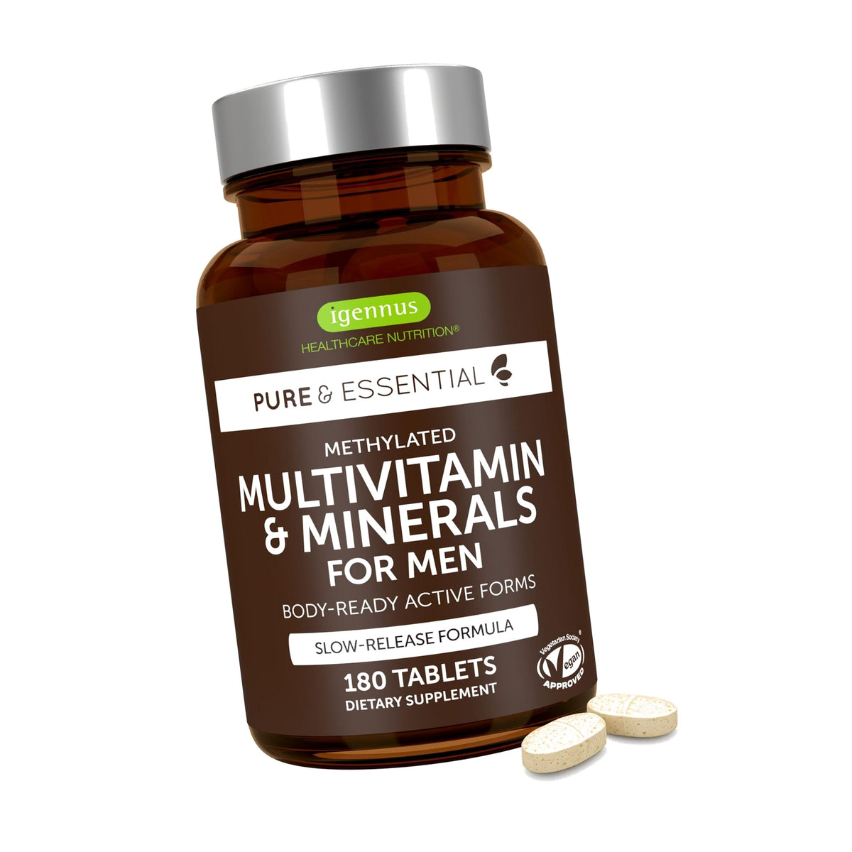 Igennus Methylated Multivitamin for Men, 22 Actives, 3-Month Supply