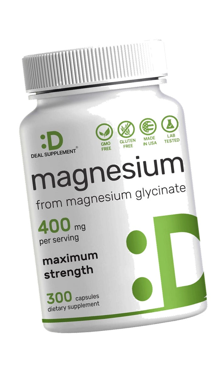 Magnesium Glycinate 400mg, 300 Capsules | 100% Chelated for Easy Absorption | Essential Mineral Supplement for Muscle, Sleep, & Heart Health*
