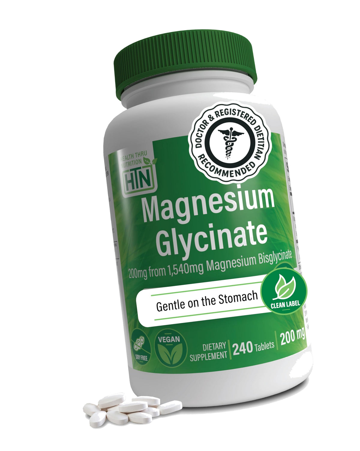 Magnesium Glycinate 200mg Elemental (from 1,540mg Chelated Bisglycinate)