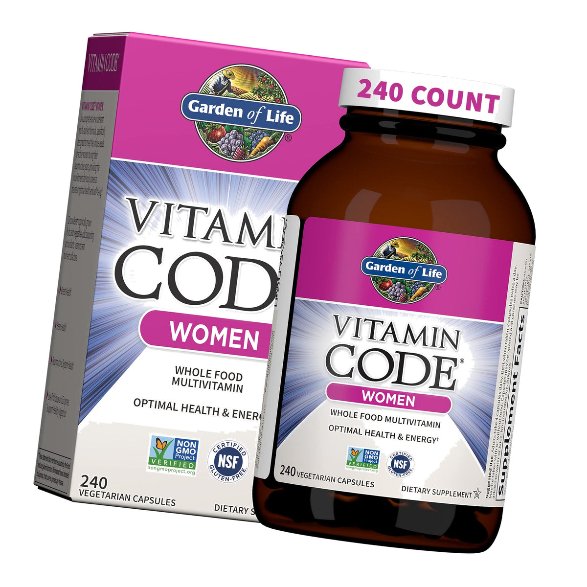Garden of Life Vitamin Code Women's Multivitamin, Gluten-Free, 240 Capsules