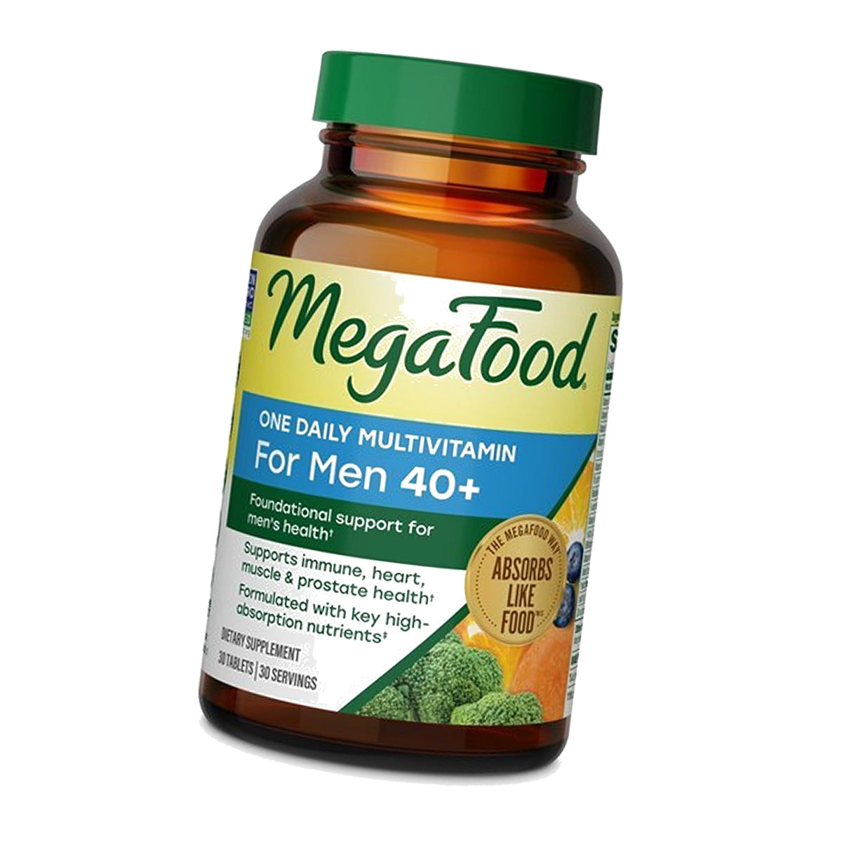 MegaFood One Daily Multivitamin for Men 40+ with 21 Nutrients, 30 Tablets