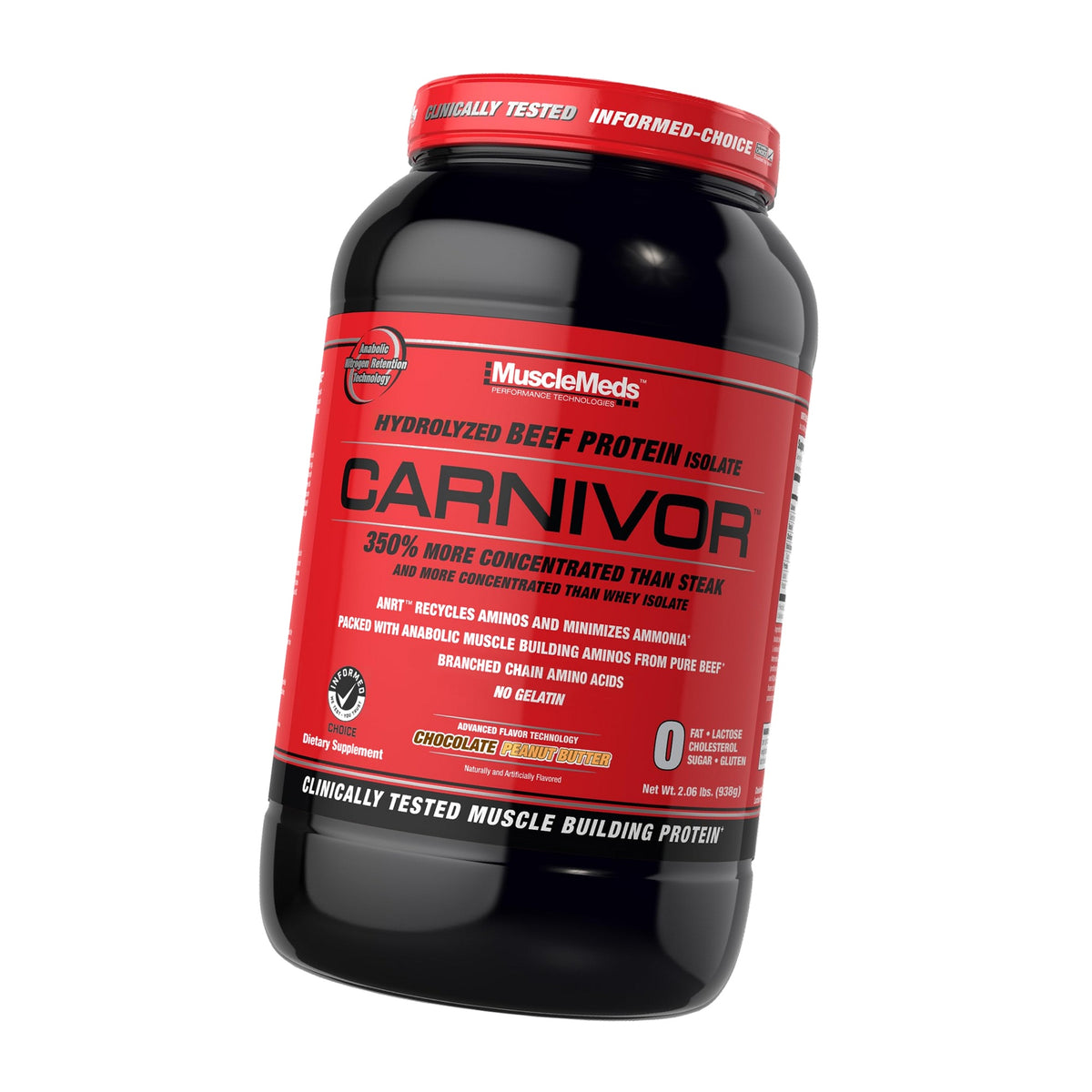 MuscleMeds Carnivor Beef Protein Isolate Powder, 23 Grams Protein, 0 Fat, 0 Sugar, 0 Cholesterol, Lactose Free, Chocolate Peanut Butter, 2.2 Pound, 28 Servings