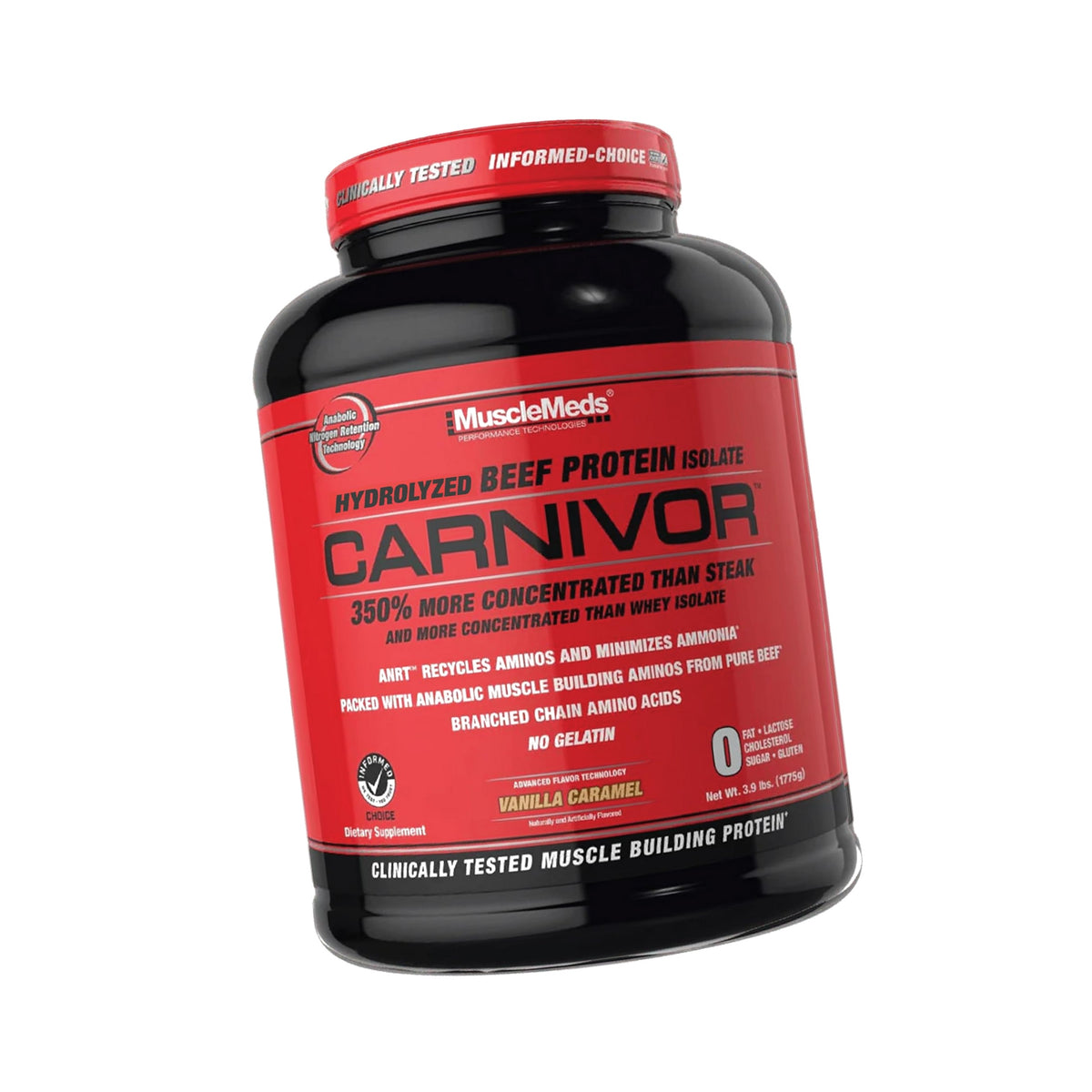 MuscleMeds Carnivor Bioengineered Beef Protein Isolate, Vanilla Caramel, 3.9 Pound