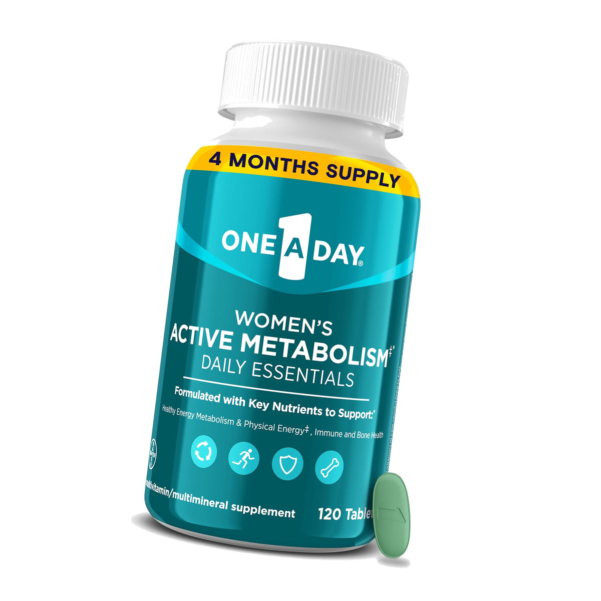 One A Day Women's Active Metabolism Daily Essential, Multivitamin for Women, Metabolism Support, Vitamins for Women with All 8 B-Vitamins, Vitamin D, Magnesium & More,120 Count