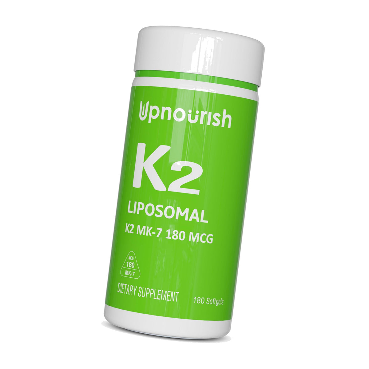 UpNourish Liposomal Vitamin K2 MK7 180 mcg - 180 K2 Vitamin Supplement Softgels for Women and Men - VIT K2 MK-7 with High Absorption