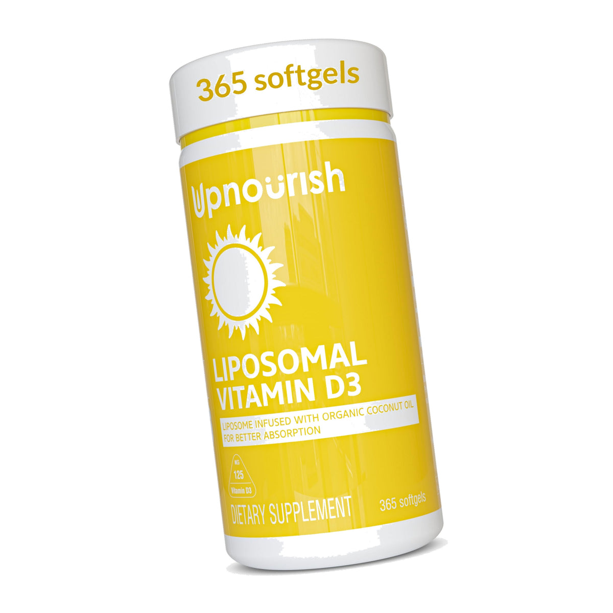 UpNourish Liposomal Vitamin D3 5000 IU Softgels - 1 Year Supply | Organic Coconut Oil Infused Vitamin D Supplements - Support Bone, Dental, Heart, Mood & Immune Health - Non GMO Gluten Free - 365 ct